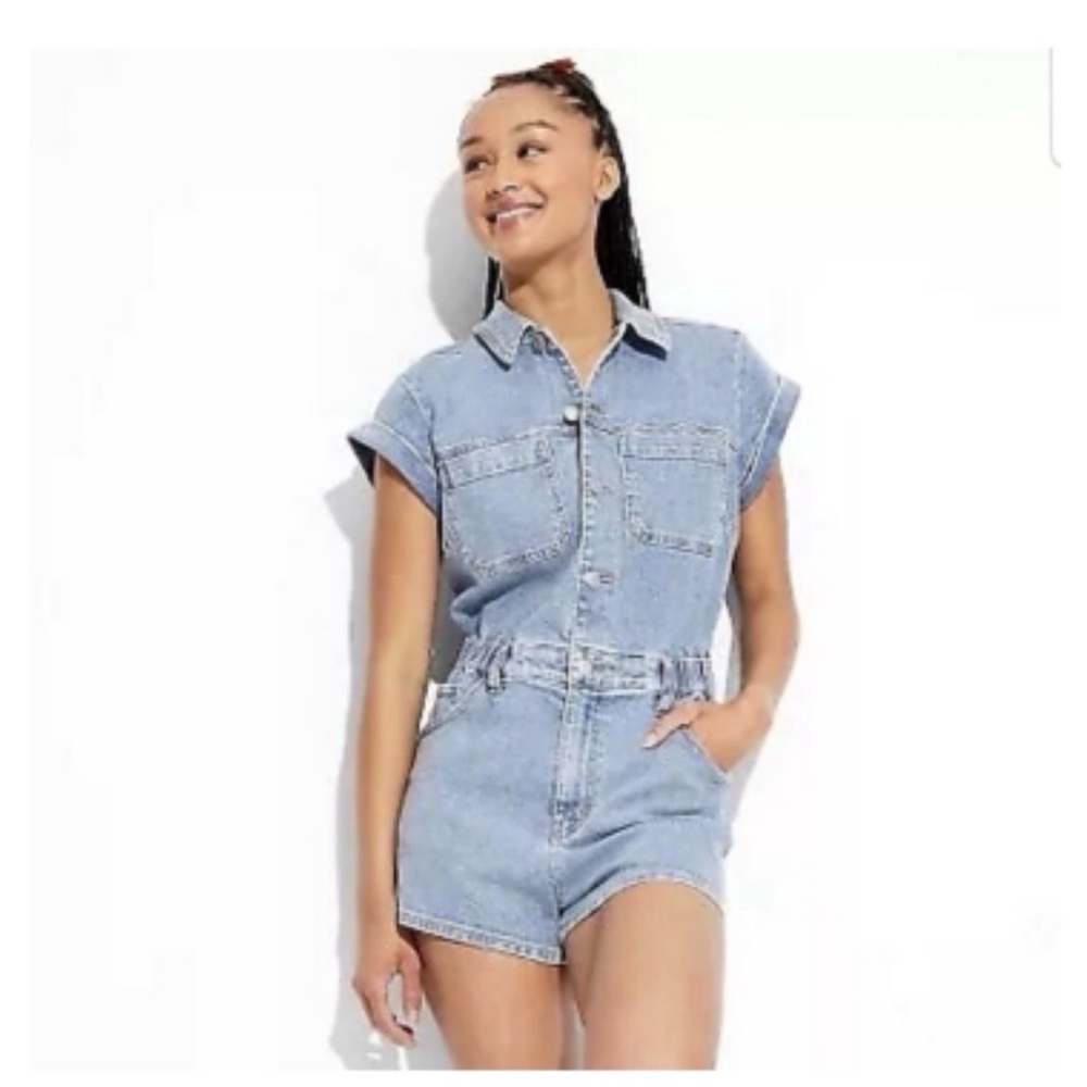 Wild Fable Blue Denim Romper Jumpsuit